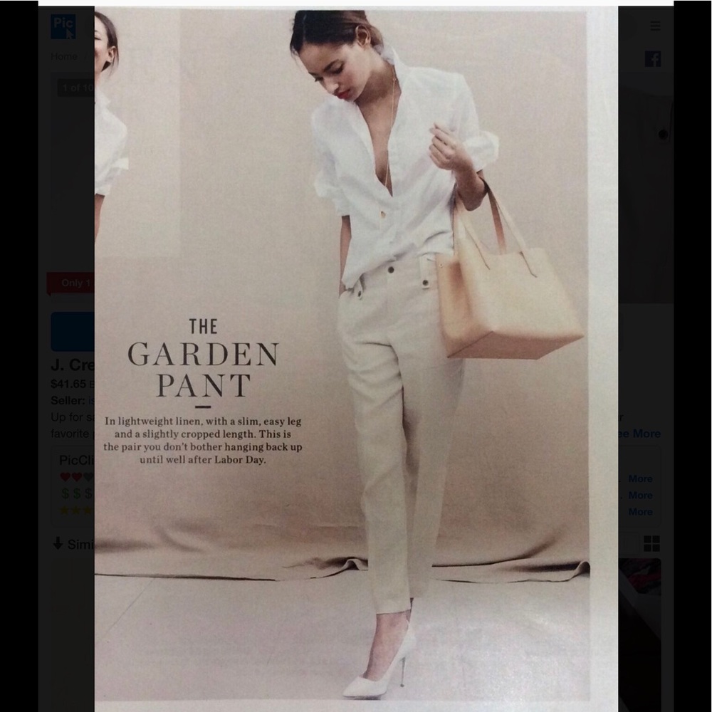 🌷⬇️⬇️Jcrew WHITE Garden Pant. Worn once, SOLD OUT